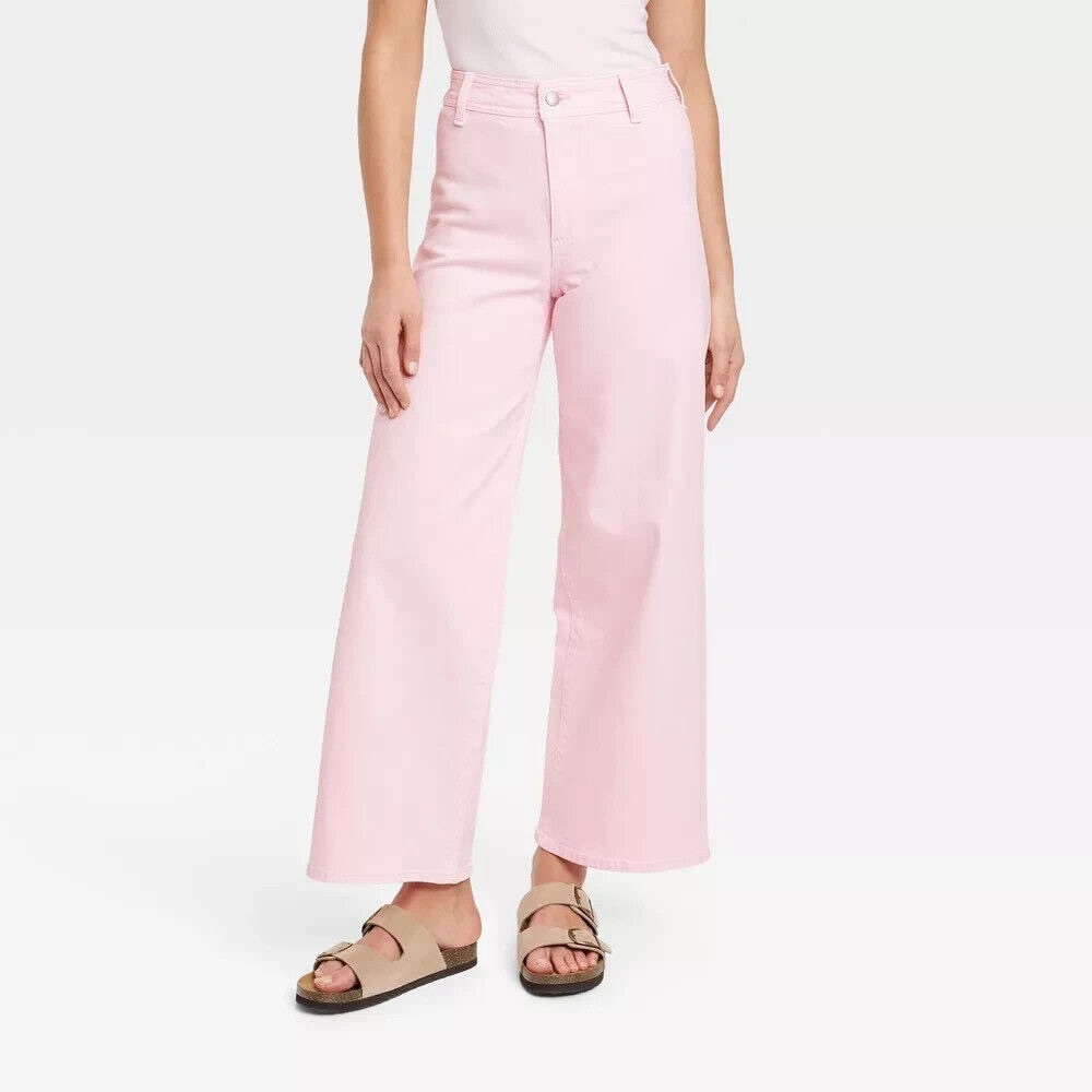 Universal Thread Pink Sailor Wide Leg Ankle Jeans High-Rise
